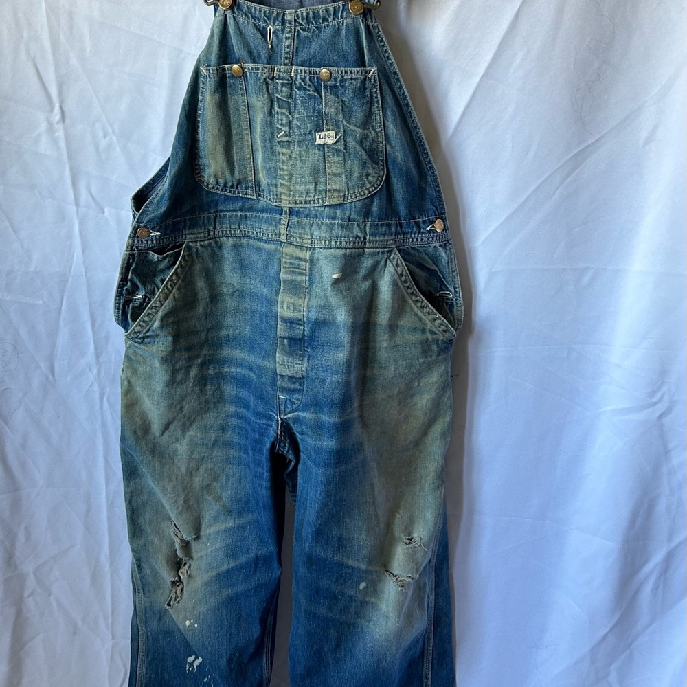 Lee Men's Vintage 60’s 70’s Distressed Blue Denim Overalls